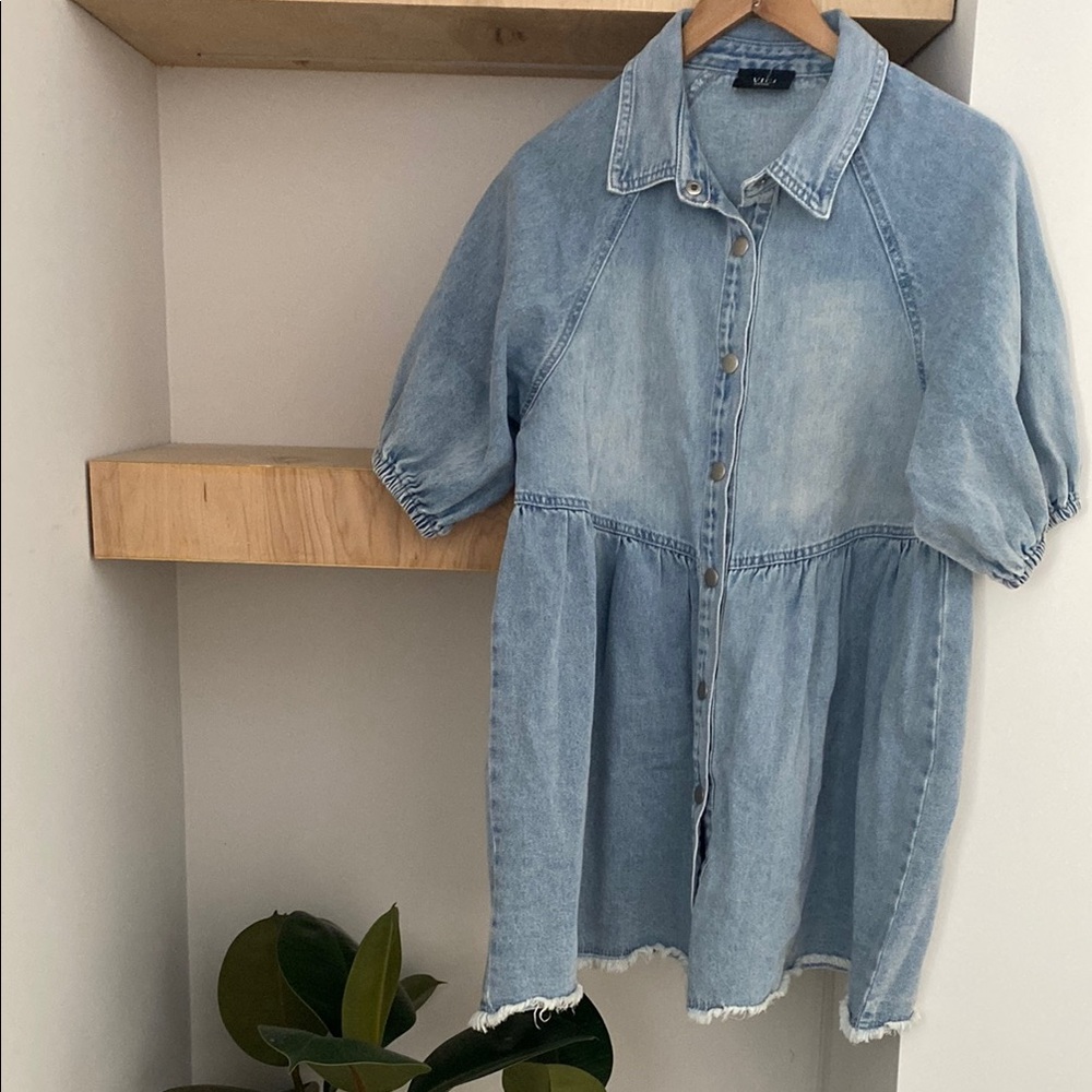 Vici Light Blue Denim Mini Dress
